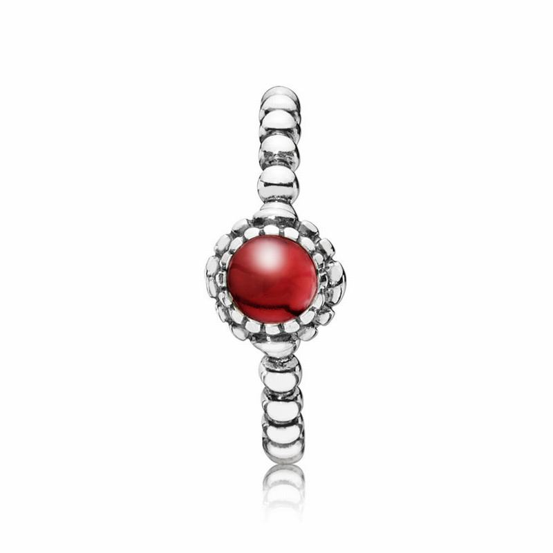 Pandora Birthday Blooms Ring January - Sterling Silver/Red/Garnet - Canada | PW8895KT